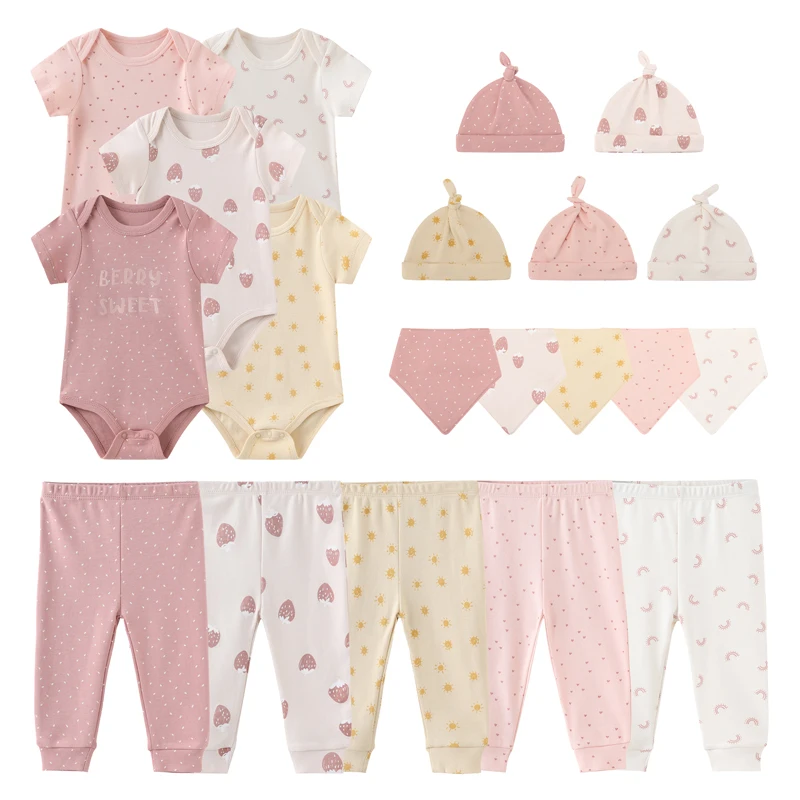 Ensembles de vêtements unisexes pour bébés, combinaisons de batterie, pantalons, chapeaux, gants, bavoirs, vêtements pour bébés garçons et filles,