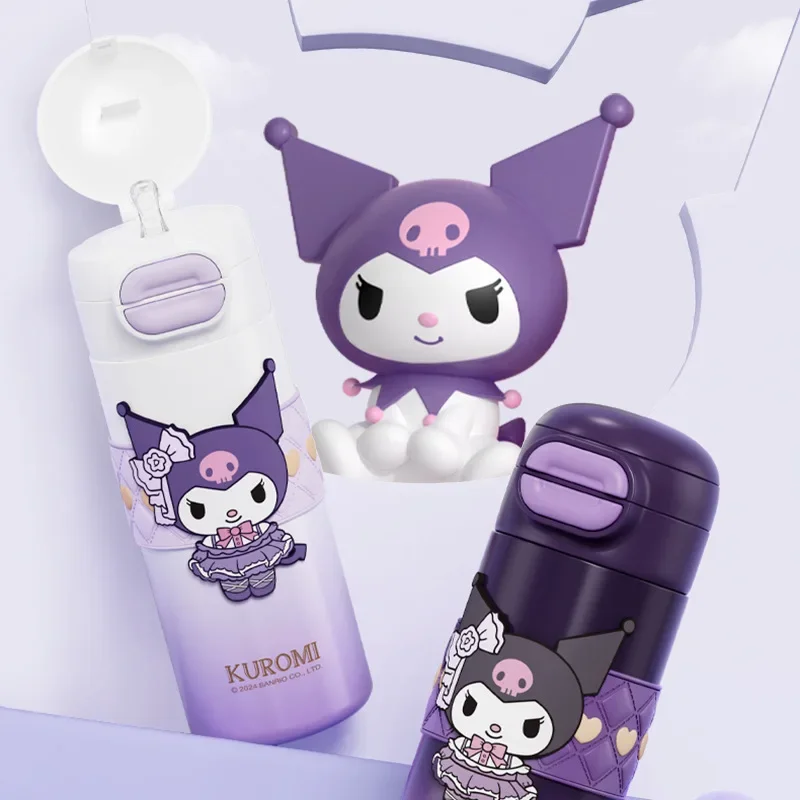 

Stainless Steel Water Bottle Direct drinking Thermal Vacuum Insulated Cup Women Thermos Portable Student Children Sanrio Kuromi