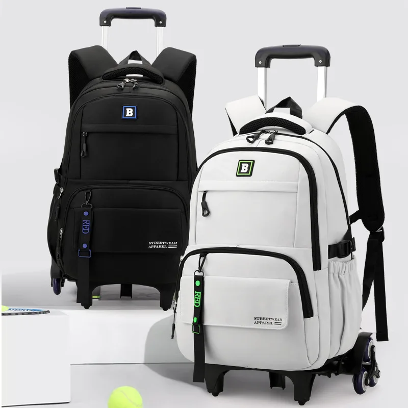 School Bag With Wheels Rolling Backpack For Boy Girls Kids Wheeled Trolley Schoolbags Travel Trolley 2/6 Wheels backpack Luggage