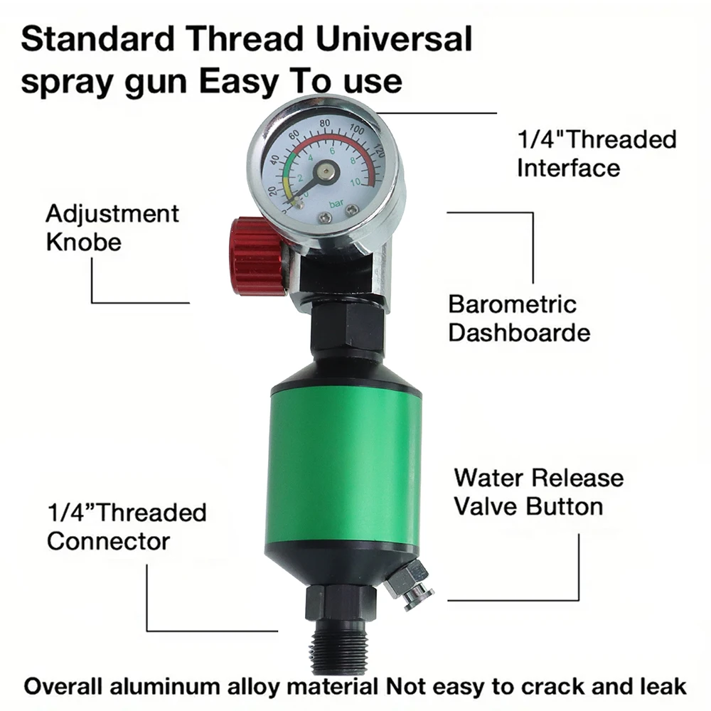 Air Regulator with Air Filter Spray Gun Air Regulator Gauge Air Spray In-Line Water Trap Filter Tools Paint Spray Gun Regulator