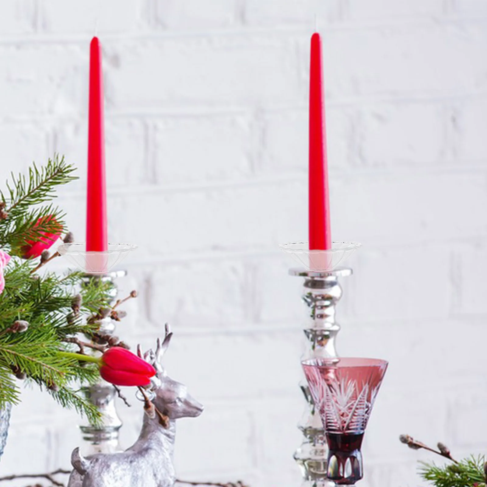 

6Pcs Drip Catchers Clear Glass Wax Protector Decorative Wax Holder for Taper Candles Reusable Drip Protection