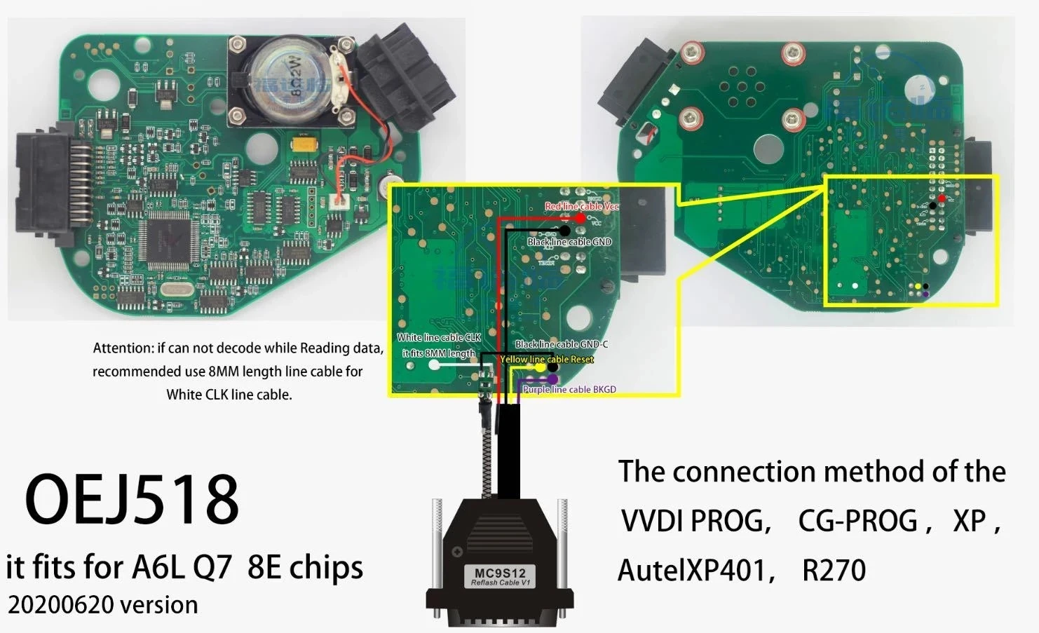 For Audi A6 Q7 C6 VVDI CG100 R270 Xprog Programmer Car Steering Wheel Lock Simulator J518 ELV EIS Board Steer Column Emulator