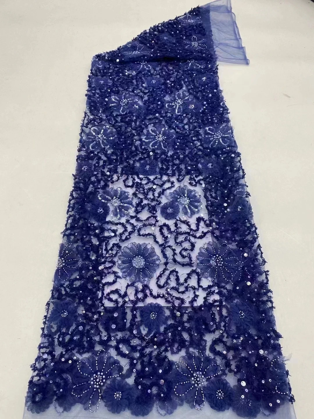 

Beaded Sequins 2024 African Net Lace Fabric 5yards Embroidery Sequins Tulle Lace Fabric For Wedding Dress Party St St