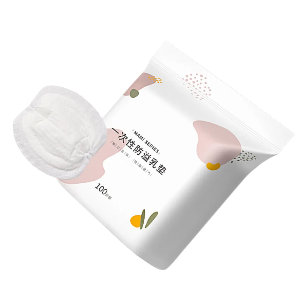 使い捨ての授乳パッド100枚入り。エンボス加工を施した防水ベースフィルム、柔らかい不織布素材を使用。快適で清潔な状態を保ちます。