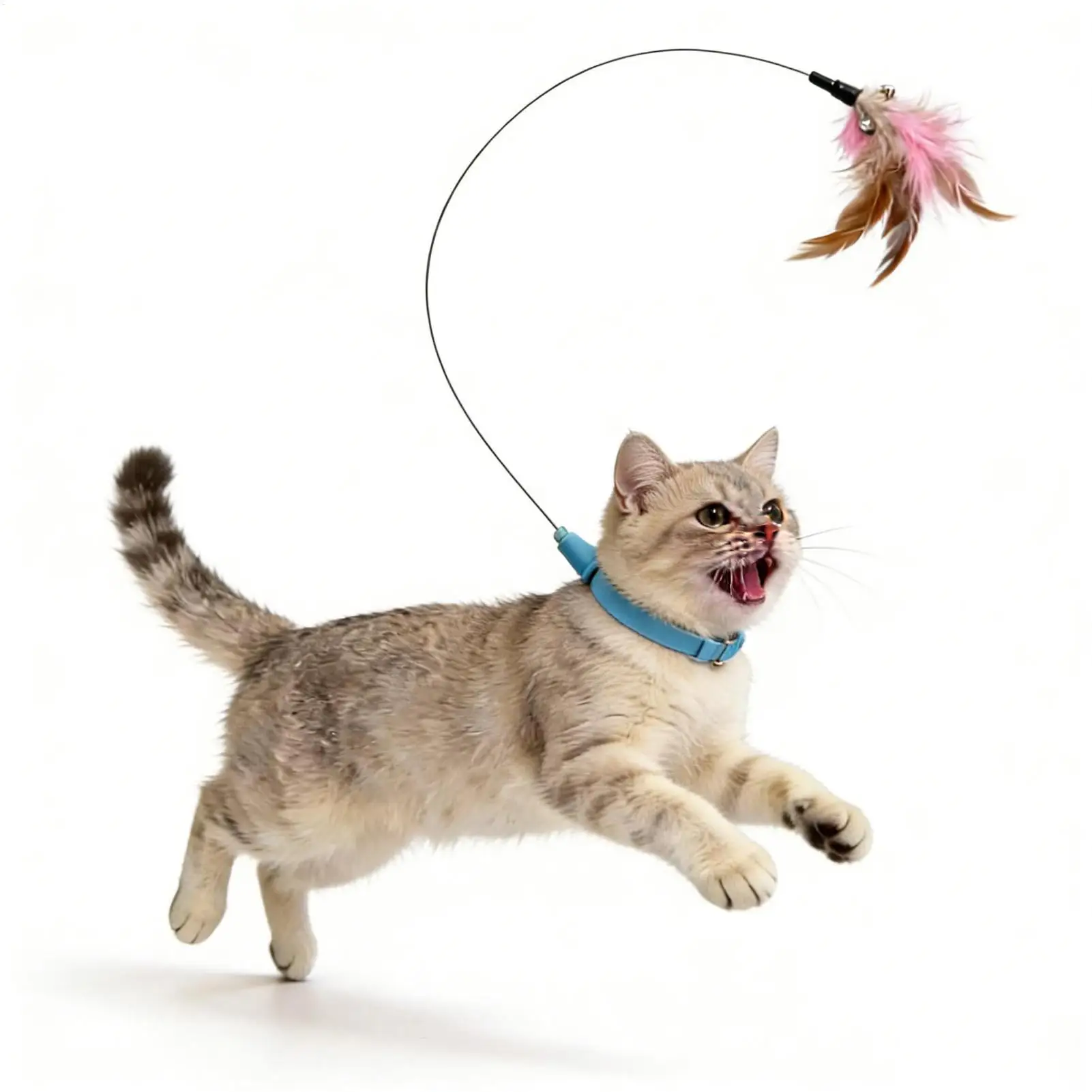 Neues Heißes Feder-Spielzeug mit Halsband für Katzen – Selbstbeschäftigung Katzenspielzeug Halsband mit Federn und Glocke – Haustierbedarf