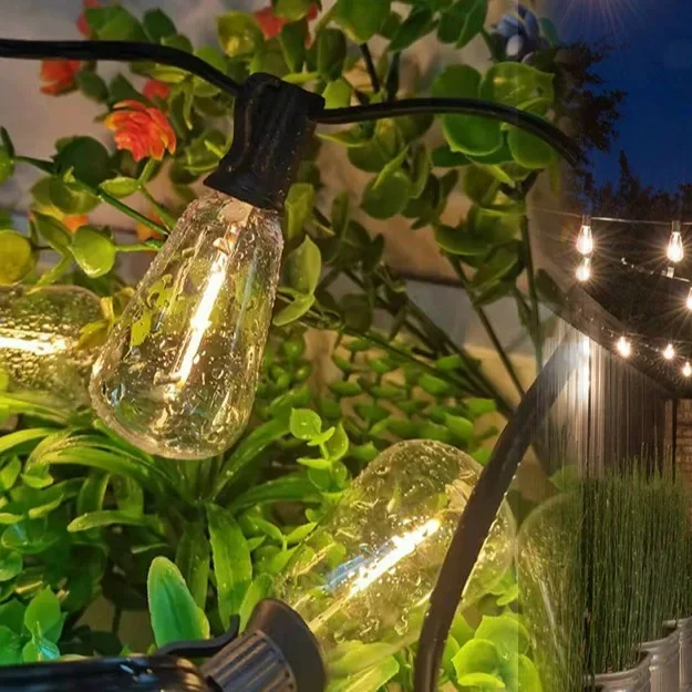 Vintage Solar LED String Light Waterproof ST38 Plastic Outdoor Courtyard Decorative Atmosphere Cross Border Camping Lamps