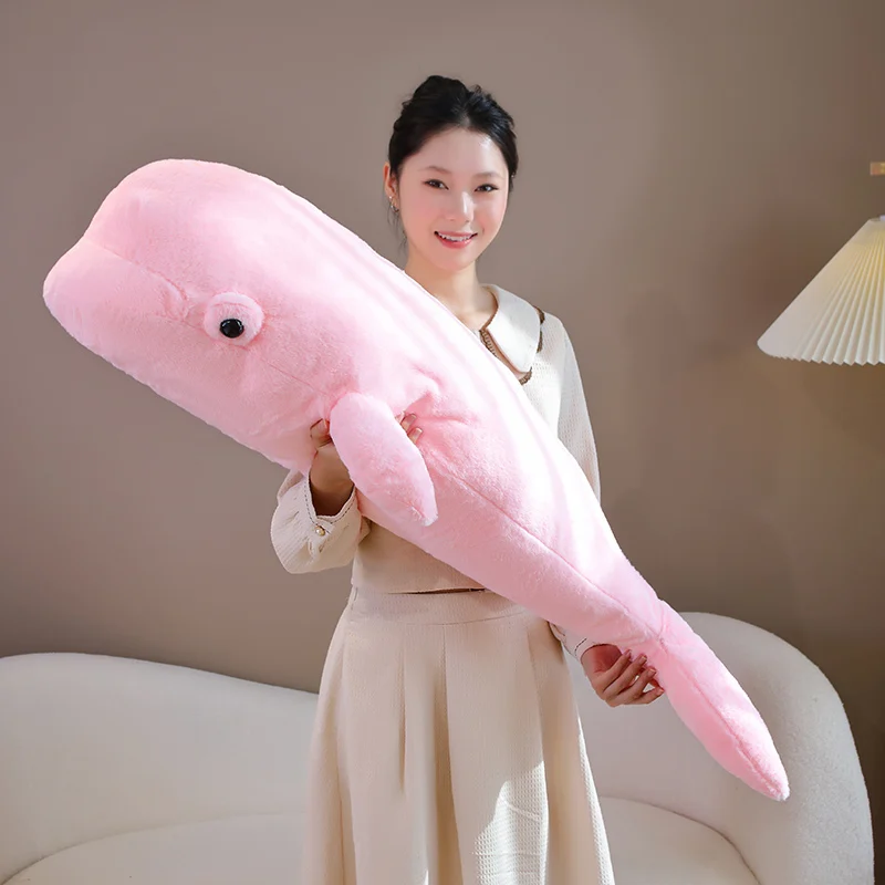 Juguetes de peluche de ballena grande para niños, almohadas de juguete rosa/blanco, juguetes de ballena larga Kawaii, regalos para niñas