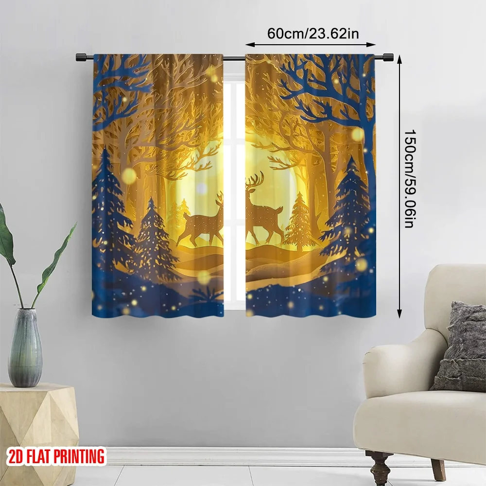 2 قطعة 2D الطباعة المسطحة سانت باتريك الستائر الشعبية الغزلان الثلوج البوليستر دون الكهرباء احتفالي جدار ديكور مثالي لفصل الربيع