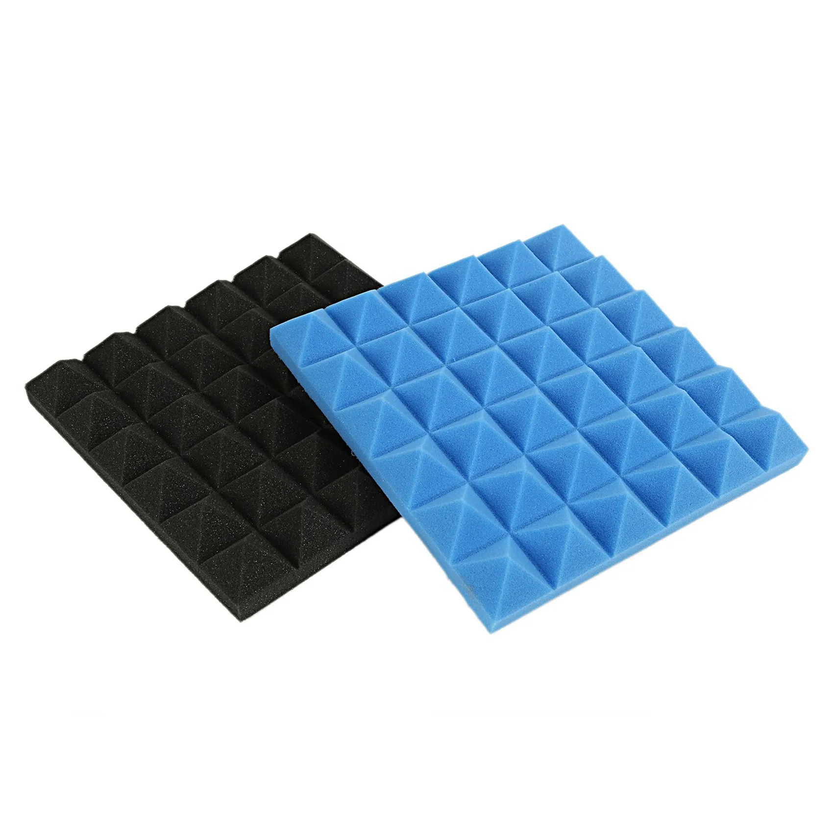 24X Charcoal Acoustic Foam Tiles Soundproofing Foam Panels Studio Sound Padding 2 X 10 X 10 Inch(Black+Blue)-B51B