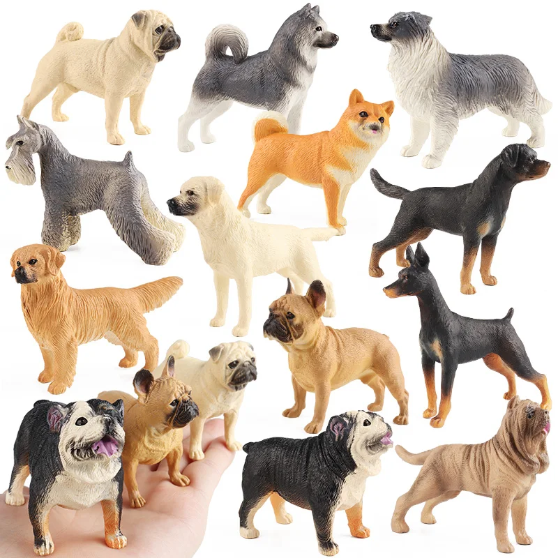 Oenux Pies Zwierzęta Model Husky Pug Pomeranian Rottweiler Chihuahua Figurka akcji Szczenię Figurki PVC Śliczna kolekcja Zabawka Prezent dla dziecka