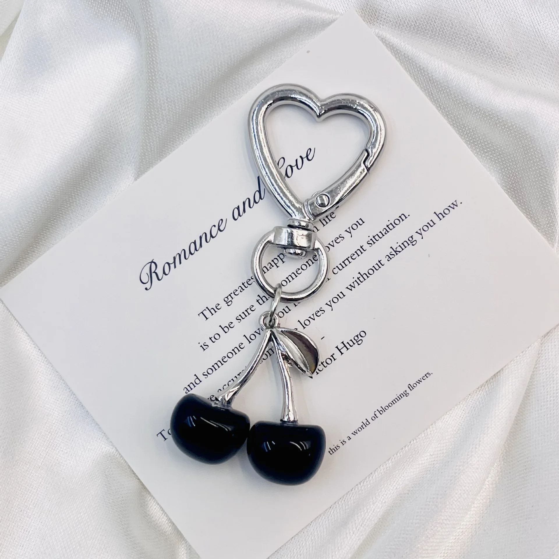 Modischer Niedlicher 3D Kristall-Kirsch-Schlüsselanhänger Herz-Stern-Anhänger Schlüsselkette für Frauen Mädchen Auto Tasche Schlüsselring Schmuck Accessoires Geschenke – Detail 9