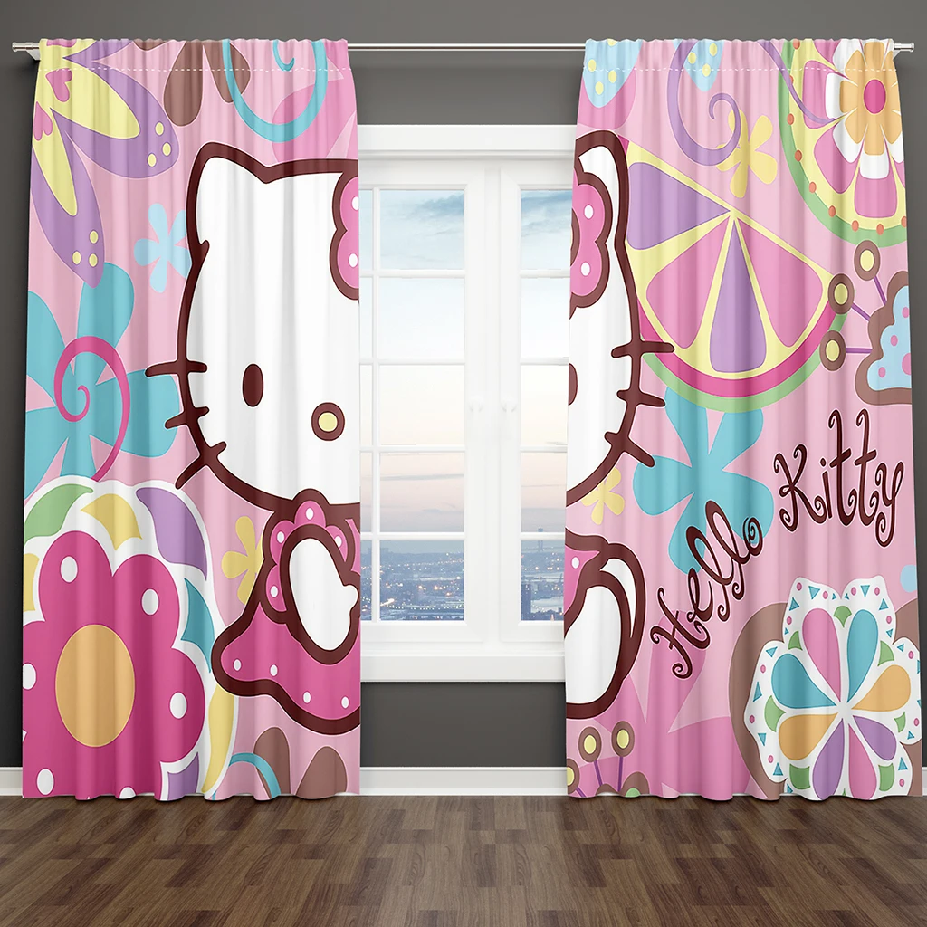 

Children's Favorite Cartoon Animals Kitten Sunshade Curtains 2 Panel Girls Room Bedroom Living Room Home Decor Luxury Curtains