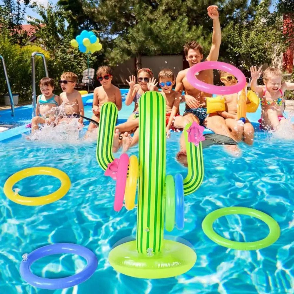 PVC inflável cactus anel jogar jogo flutuante jogando cactus inflável flutuante jogar jogo anel de natação interativo