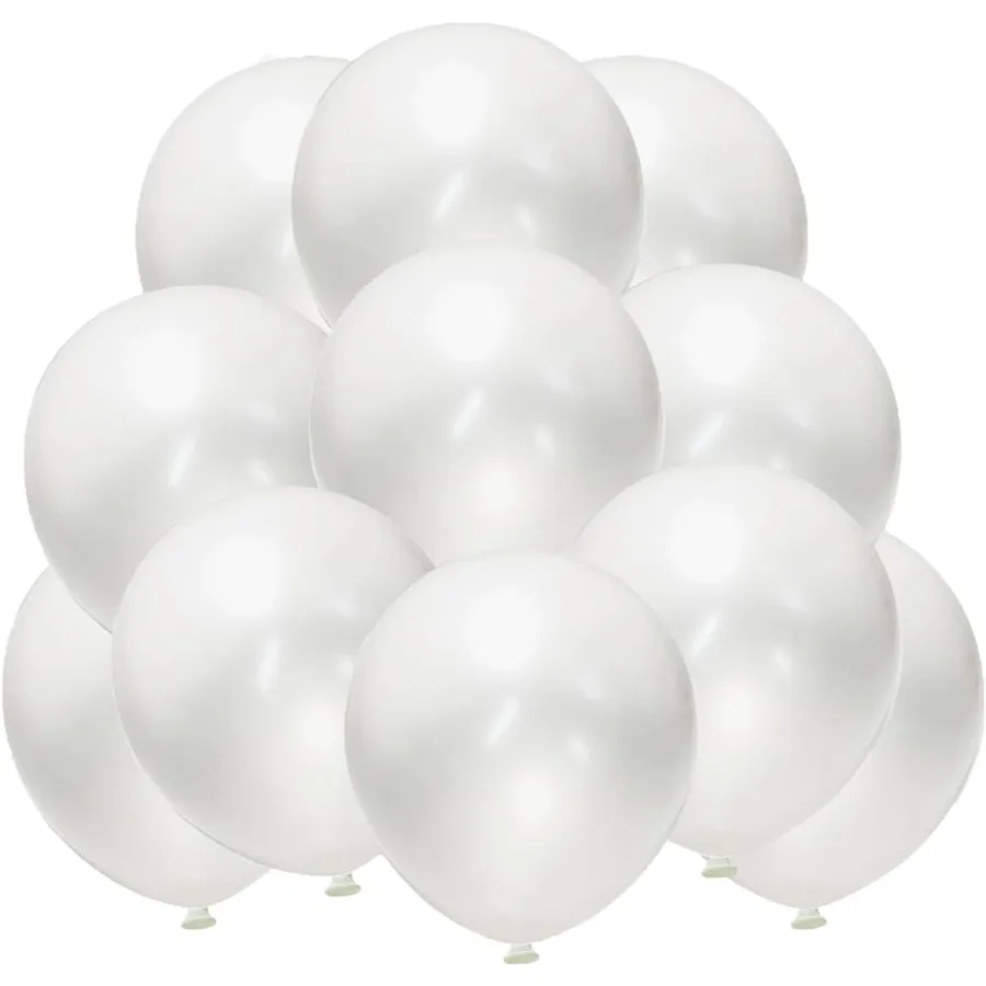 بالونات بيضاء لؤلؤية 12 بوصة 50 قطعة بالونات غير لامعة مستديرة لؤلؤية بيضاء اللاتكس لحفلات الزفاف وأعياد الميلاد وعيد الميلاد وعرض الطفل