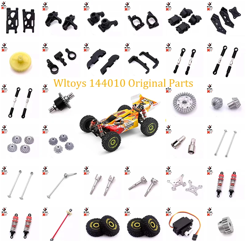 Wltoys-Peças sobressalentes originais do carro RC, ESC Swing braço C assento, Diferencial, Wavebox, Engrenagem do pneu, Kit de amortecedores, 144010 1:14