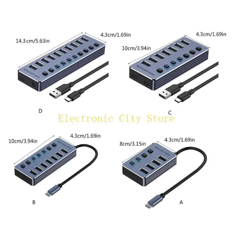 Adattatore della porta USB3.0 4/7/10 con switch indipendenti 5 Gbps Quick Transfer Hu8d