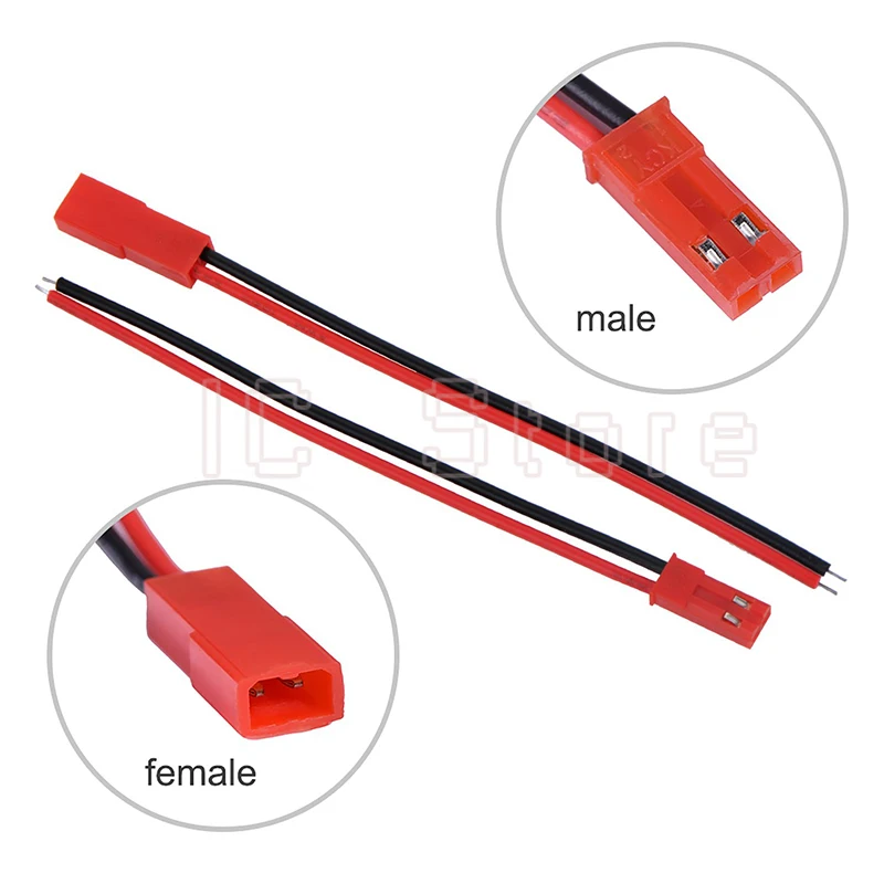 100Pairs 10CM 20CM 30CM 50CM JST Plug Connector 2 Pin Male Female Plug Connector Cable Wire for LED Lamp Strip RC Toys Battery