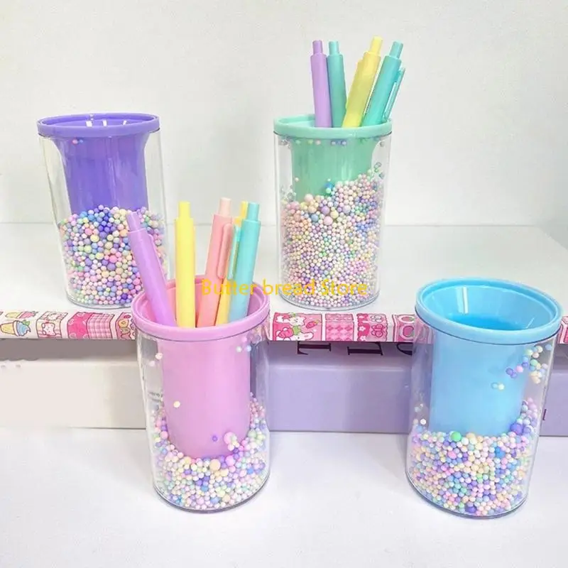 W89C Desktop Pen Organiser Plastic Pencil Cup For Bathroom Bedroom Cabinet Countertop