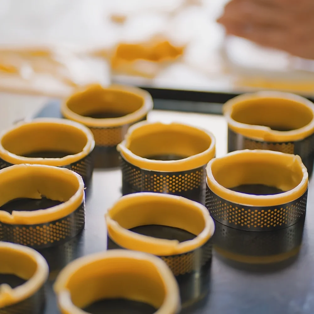 Molde para tarta perforada de 5cm, molde para Mousse, tarta de acero inoxidable, anillo para tarta, galletas, pastelería, cortador circular, herramientas para hornear, 6 uds.