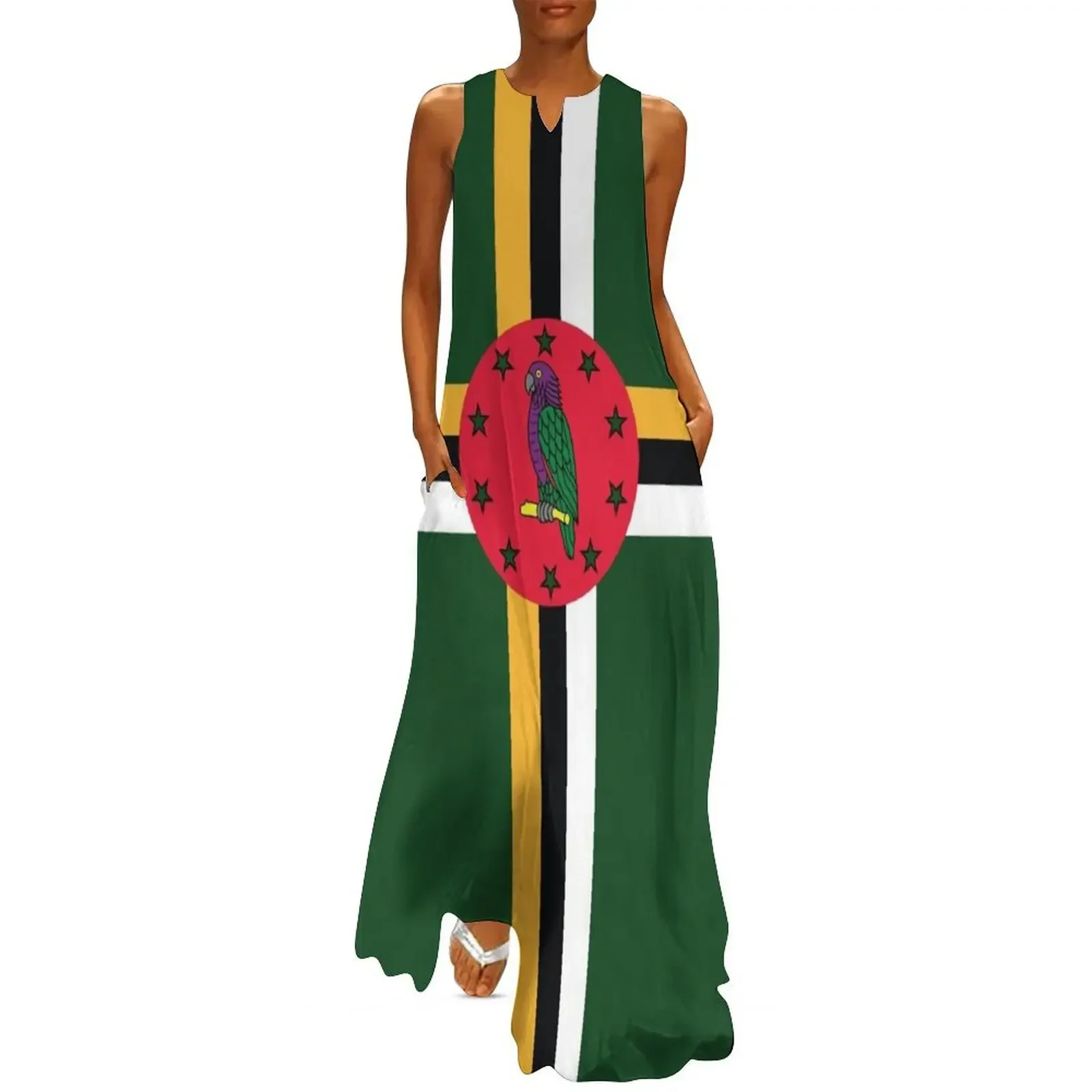

Dominica National Flag Long Dress clothing women summer 2025 beach dresses Womens dresses dress korean style Dress