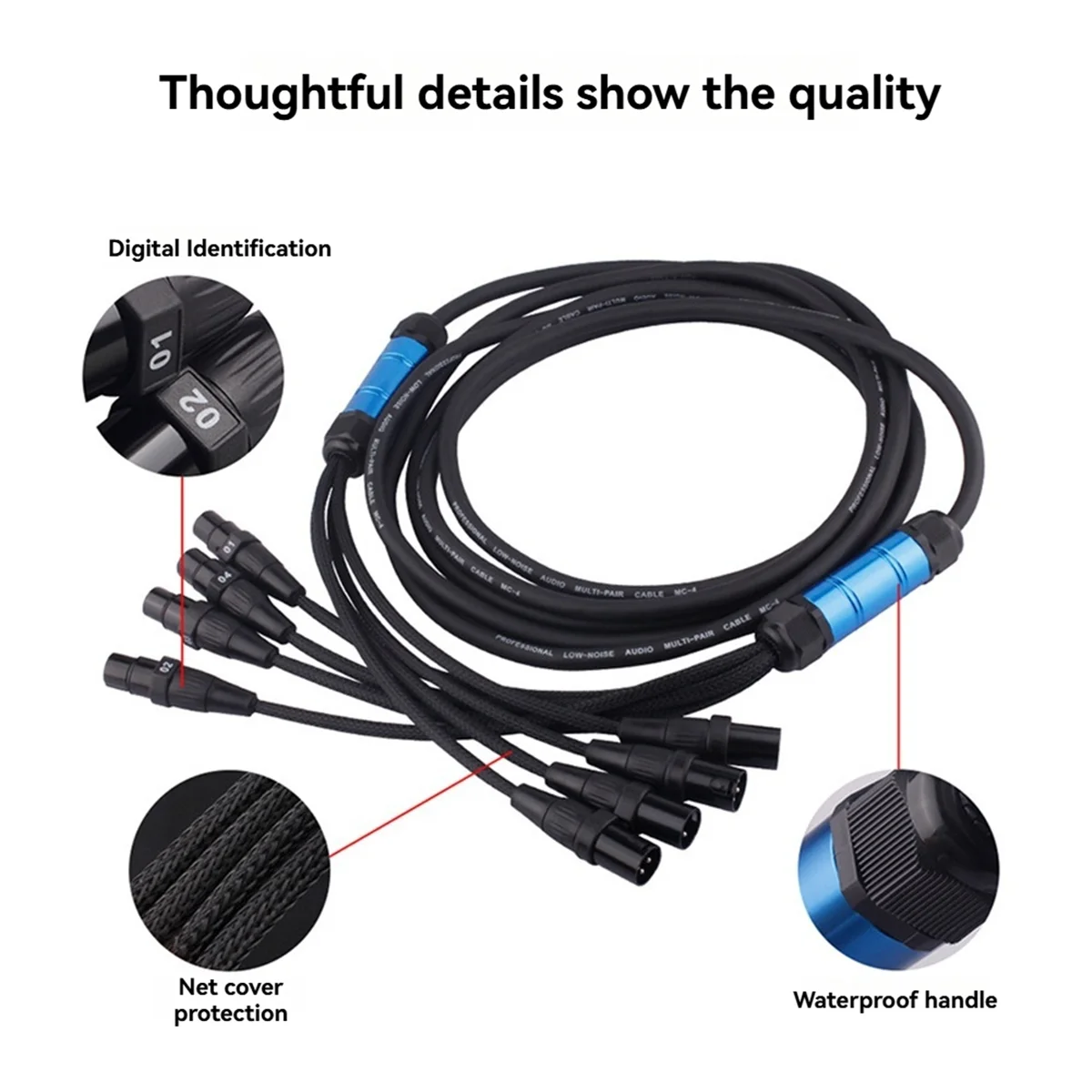 L77A Snake Cable 12Channel XLR Cable 3Pin Male to Female Multi-Media Professional Audio Extension Stage Extension Cord,3Meter