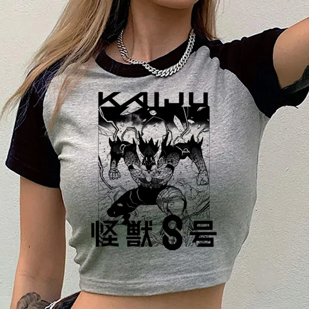 Kaiju No. 8 crop top ladies harajuku y2k clearance sales gyaru dollette tshirt streetwear 2000s anime manga jojifuku