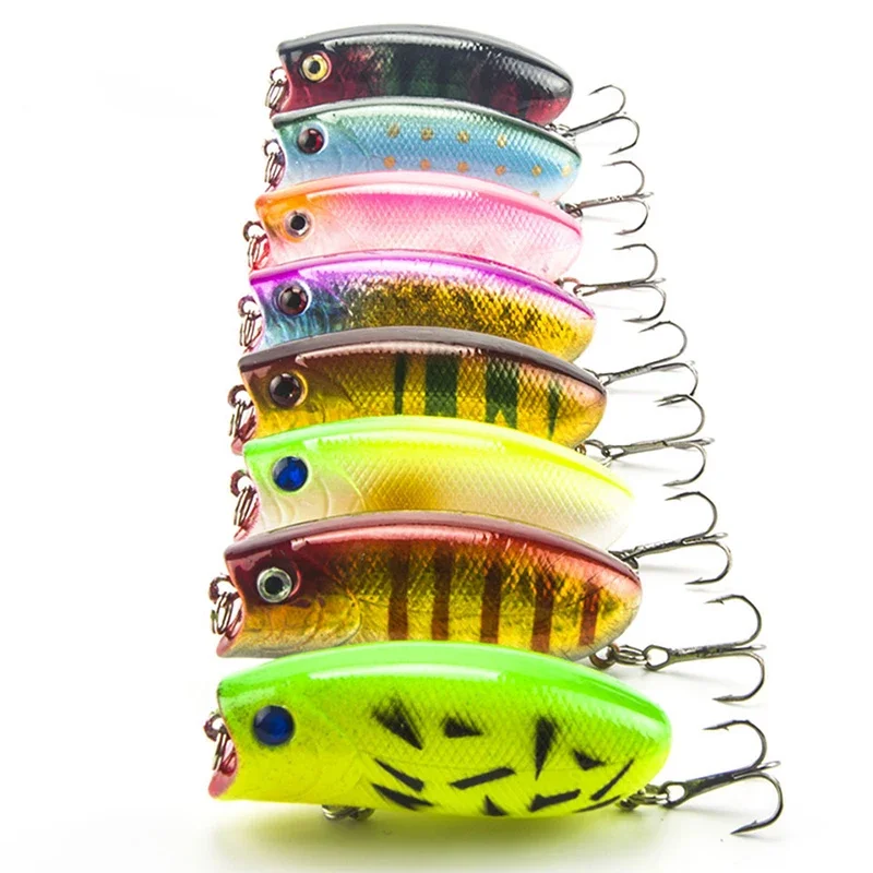 1Pcs 3D Eyes Fishing Lure 5.5cm 11g 8# Hooks Pesca Fish Lifelike Popper Lures Wobbler Isca Artificial Hard Bait Swimbait