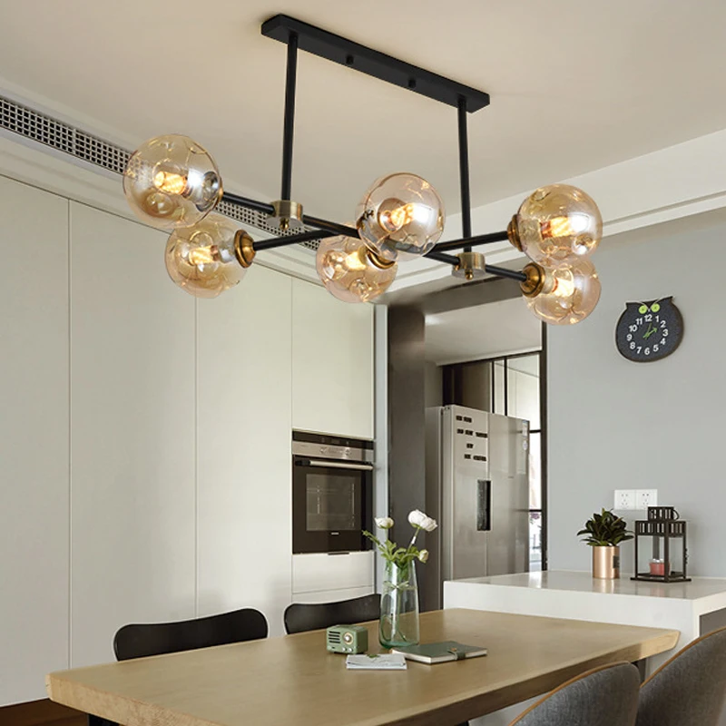 SANDYHA Nordic Restaurant Glass Chandelier Modern Creative Magic Beans Simple For Parlor Study Hotel Hall Decor Pendant Lights