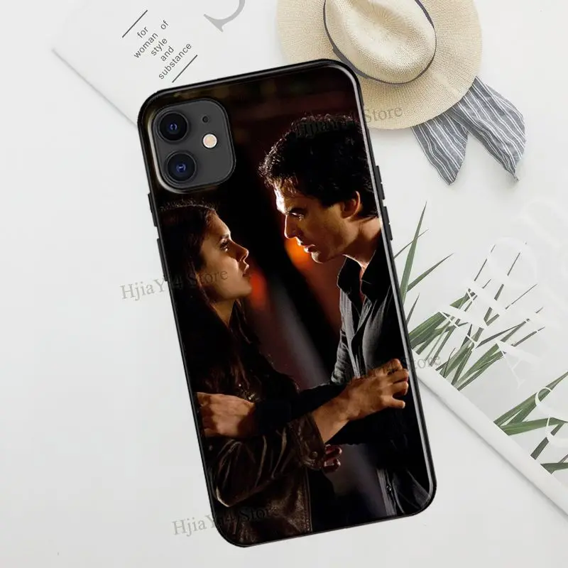 Damon Elena The Vampire Diaries TPU Case For iPhone 12 13 15 16 Pro Max mini X XR XS Max Plus 11 14 15 16 Pro Max Cover