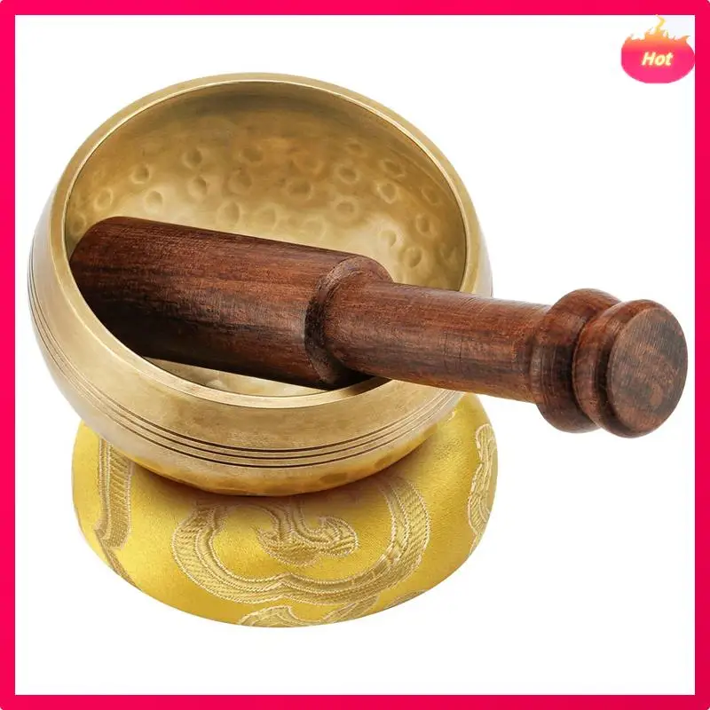 متعددة 2 مجموعة 3.2 بوصة وعاء الموسيقى التبتية زن التأمل اليوغا التأمل السلطانية عصا خشبية وسادة