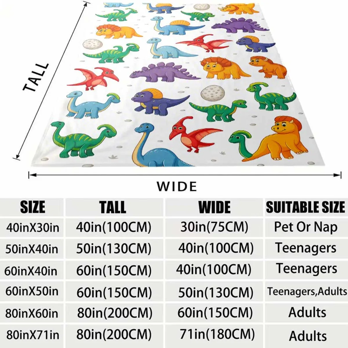 Kids Lovely Multicolor Jurassic Dinosaur Cartoon Pattern Flannel Blanket Decorative Throw For Toddler Bedroom Holiday Gift