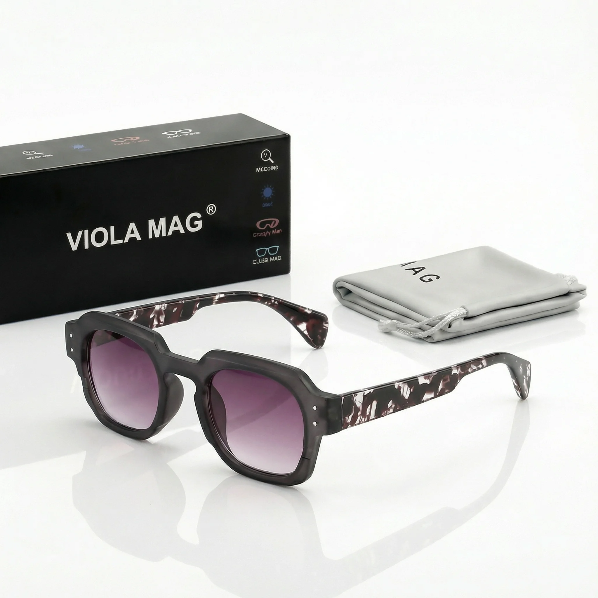 VIOLA MAG Retro-Lesebrille mit Farbverlauf, quadratisch, eine Linse mit doppeltem Verwendungszweck für Männer und Frauen, geeignet für den täglichen Urlaub