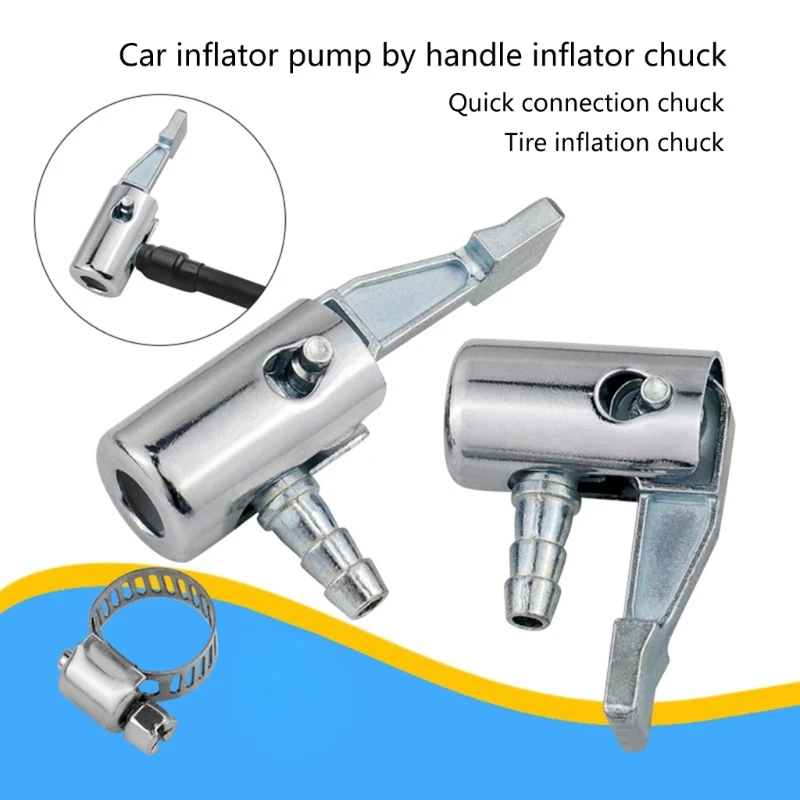 Air Chuck, Heavy Duty Closed Flows Locking On Tires Chuck with Clip for Inflator Gauge Compressor Auto Car Accessories D2RD