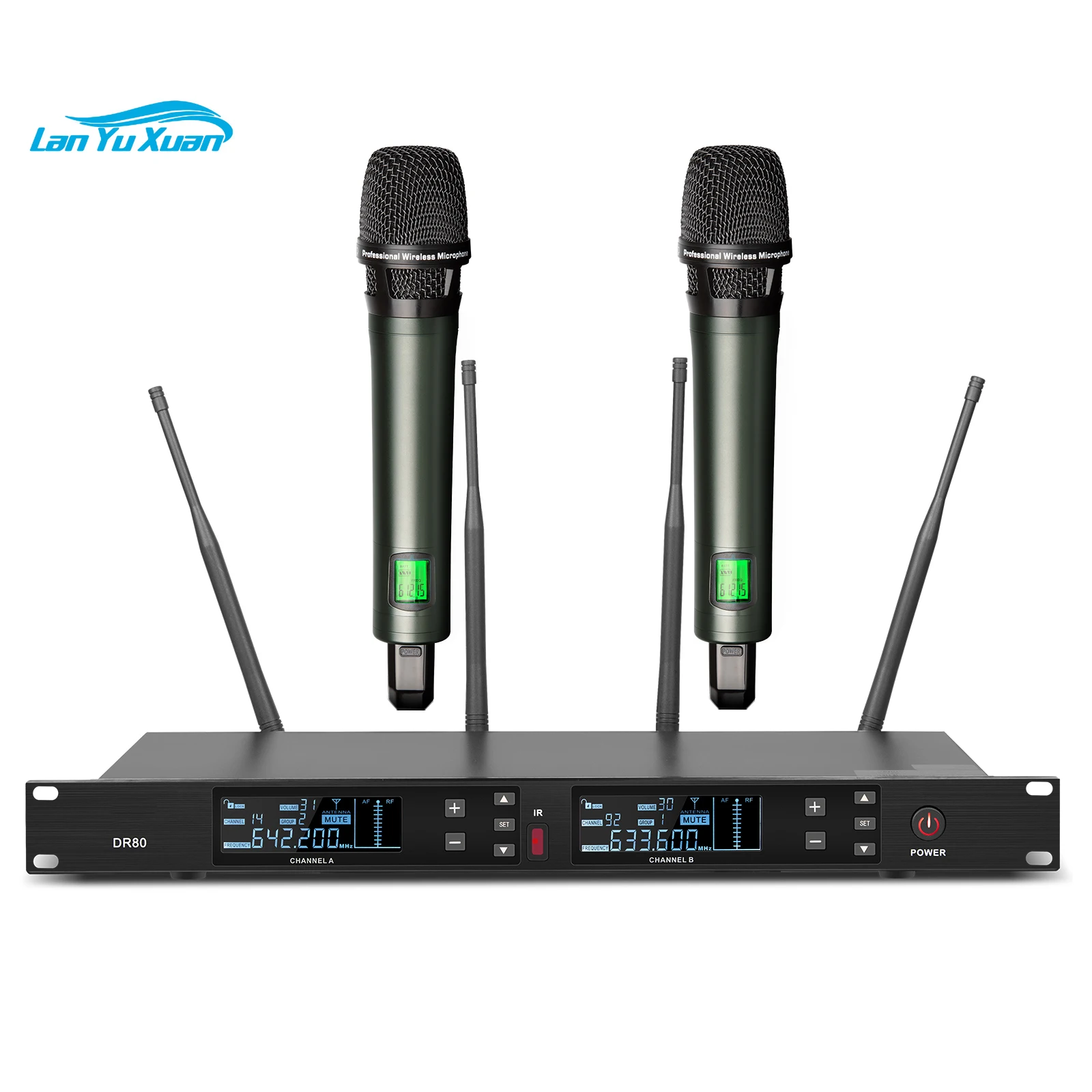 

Depusheng DR80 hot sale professional UHF one drag two wireless microphone Dynamic Microphone For karaoke