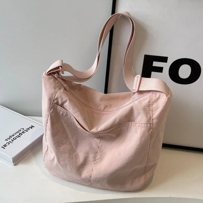 Bolso de hombro Retro de nailon para mujer, bandolera coreana de gran capacidad, Hobos para mujer, bolsos de mano de Color sólido para mujer, Bolso de compras