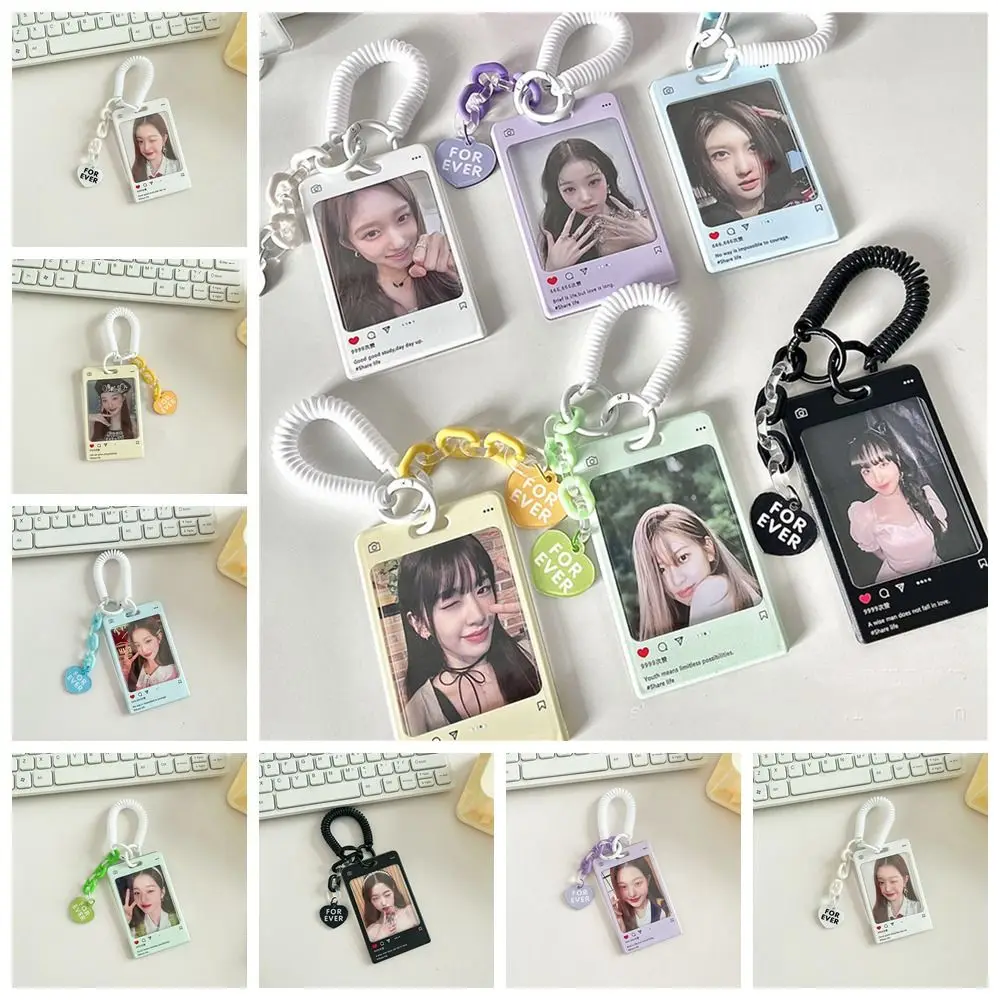 

Creative Acrylic Kpop Photocard Holder Transparent Heart Idol Photos Card Cover Card Holder Pendant Girl