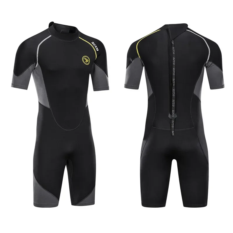 ZCCO 1.5mm neoprene Wetsuit Men short sleeve diving suit Snorkeling Scuba spearfishing swimsuit Surfing Sunproof one piece set