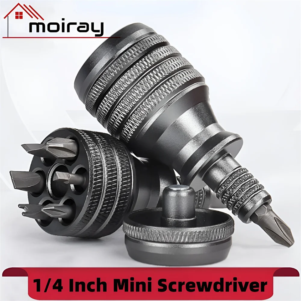 Mini śrubokręt Śrubokręty tytanowe 1/4 cala Śrubokręt magnetyczny 7 w 1 Wiertło ze stali stopowej S2 Narzędzie ręczne do naprawy EDC