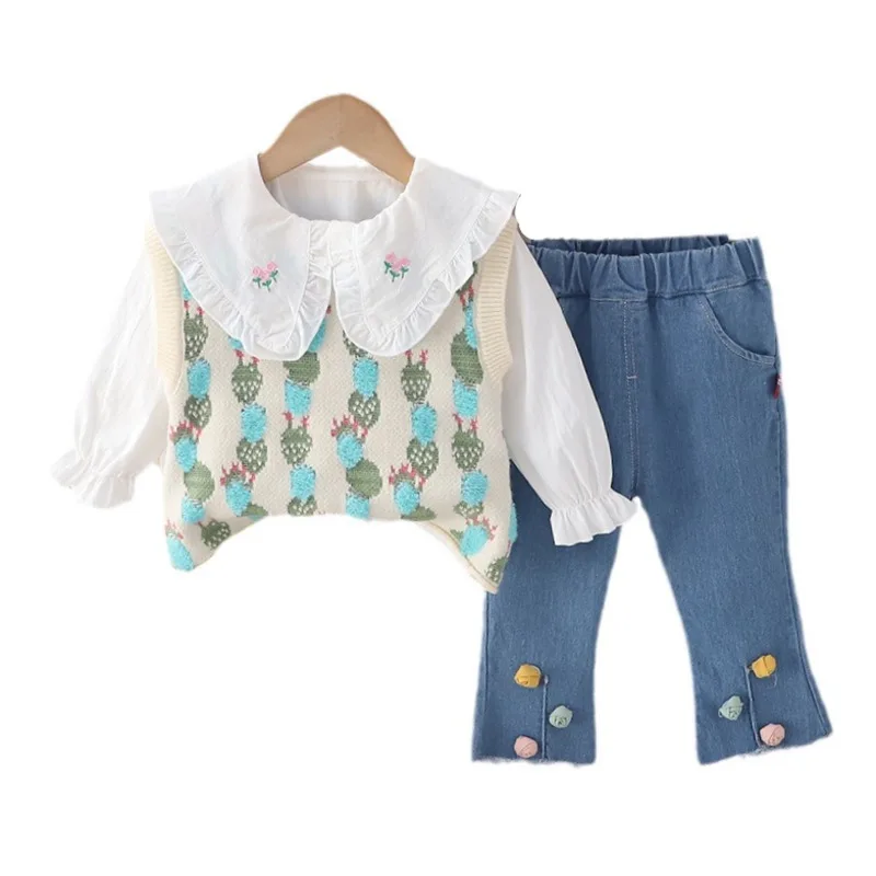 

New Spring Autumn Fashion Baby Clothes Children Girls Vest Shirt Pants 3Pcs/Sets Toddler Casual Costume Infant Kids Sportswear