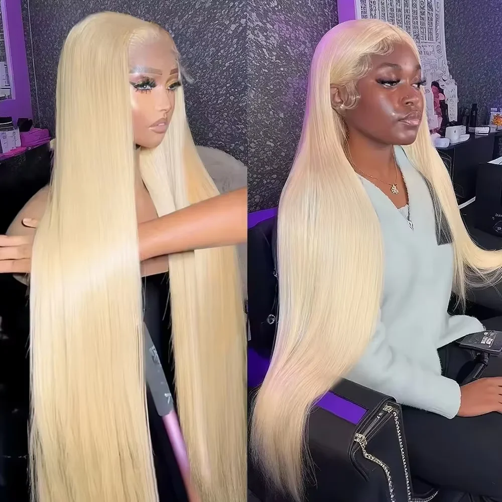 مستقيم 613 شقراء 13x6 HD الدانتيل شعر مستعار أمامي شعر الإنسان البرازيلي شفافة 40 بوصة 13x4 Colode الدانتيل الباروكات الأمامية للنساء السود