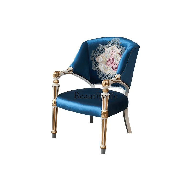 

American solid wood sofa chair combination, French court painted leisure chair