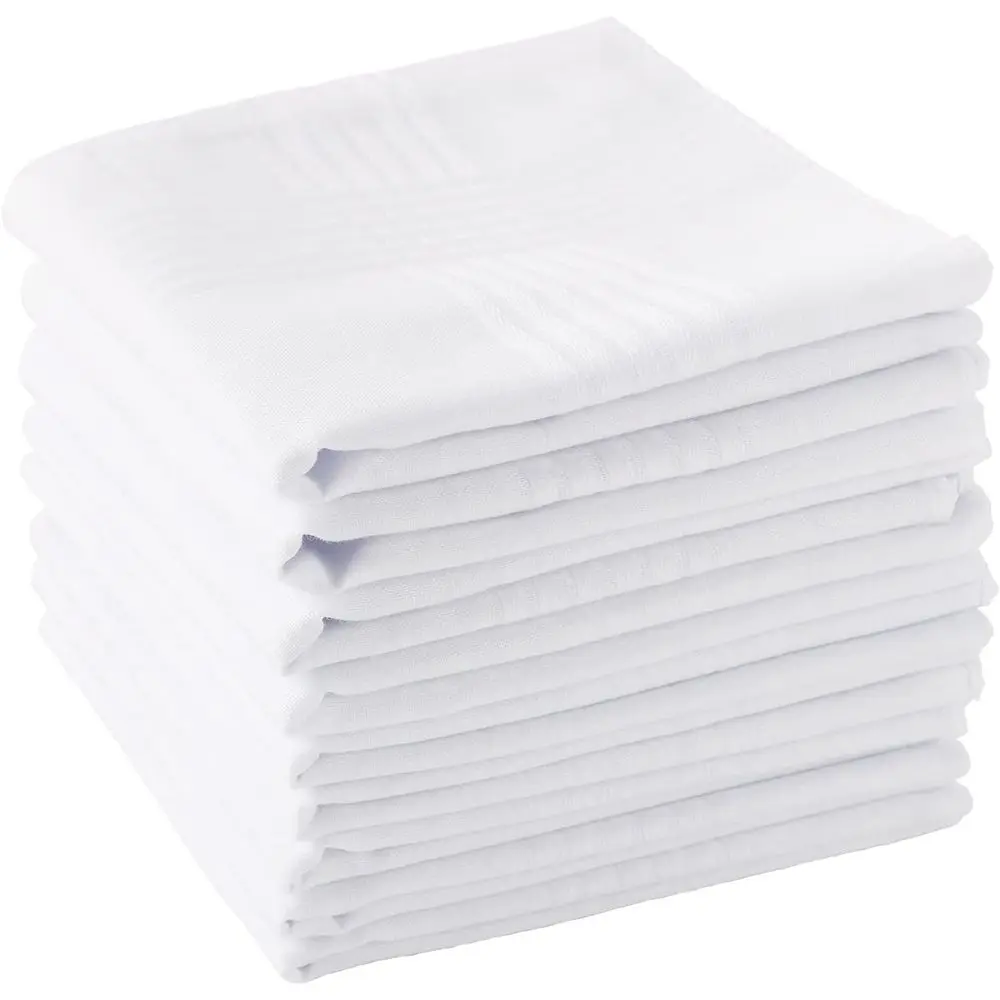

Pure Cotton White Men's Handkerchiefs, 100% Soft Cotton Hanks