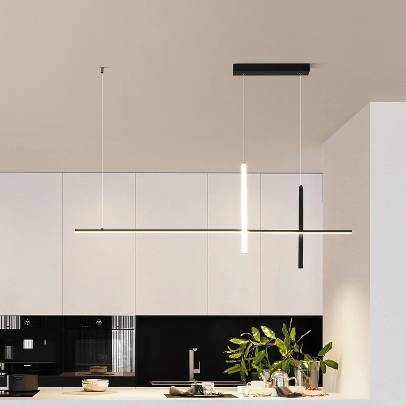 Plafonnier LED Noir avec Télécommande au Design Minimaliste Moderne, Éclairage d'Nik, Luminaire Décoratif de Plafond, Idéal pour un Restaurant, une Cuisine ou un Bar