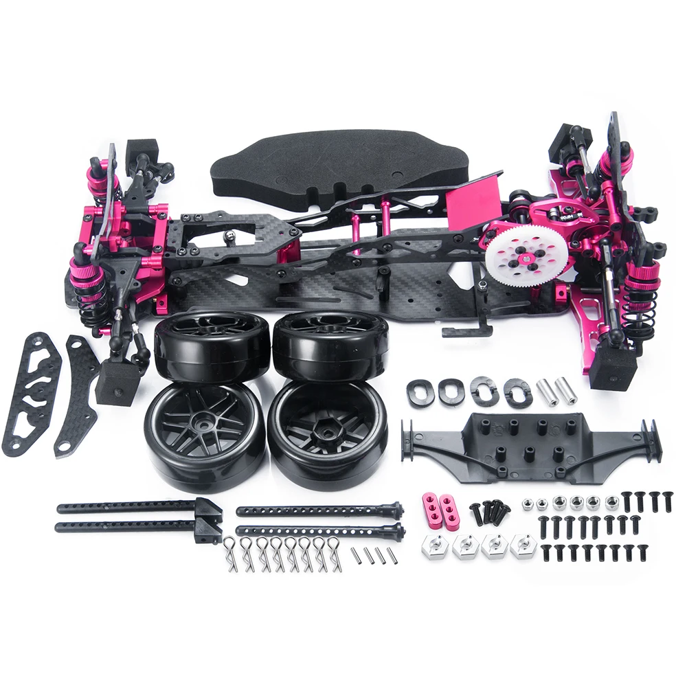 AXSPEED Metal Alloy RC Car Chassis Frame Body Kit With 4 Wheels For 1/10 Sakura D5 MR Remote Control Flat Road Drift Car