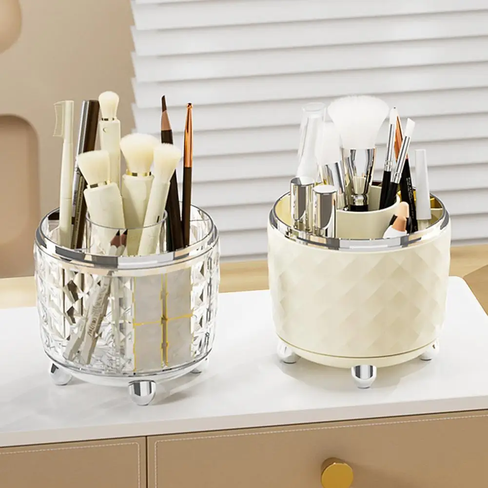 Storage Holder Capacity Makeup Brush Storage Box with 360-degree Rotating Design Multi-compartments for Dustproof Pen Cosmetic