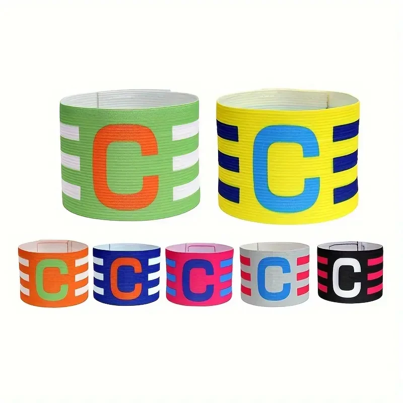 1 pezzo di fascia da braccio elastica colorata per squadra di calcio, fascia da braccio accessorio per allenamento di calcio in nylon