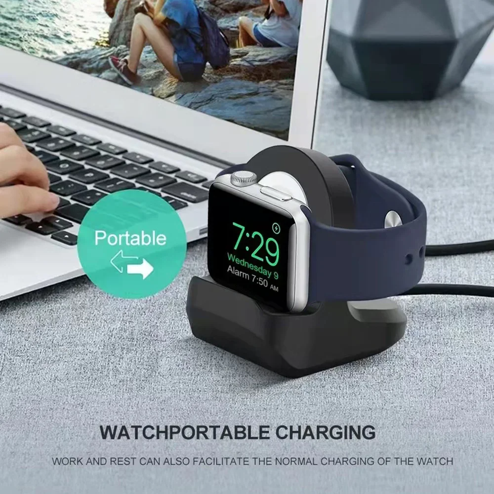 Silicone Charge Stand Holder Station Dock for Apple Watch Series 1/2/3 42mm 38mm Charger Cable