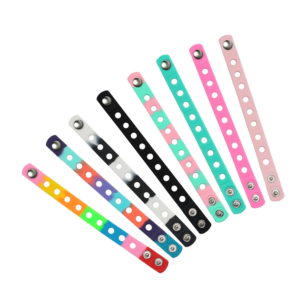 

8pcs Silicone Bracelet Decorative Elastic Unisex Wristbands for Events 8 Colors Hole DIY Cool Fashion Fit Most People Bracelet