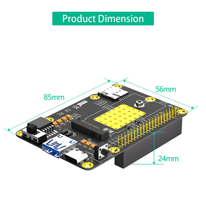 Base HAT M.2 B tarjeta de expansión con ranura SIM, 3G, 4G, 5G, compatible con Raspberry Pi 4 para RM500Q, RM500U, GM800, SIM8200, Módulo