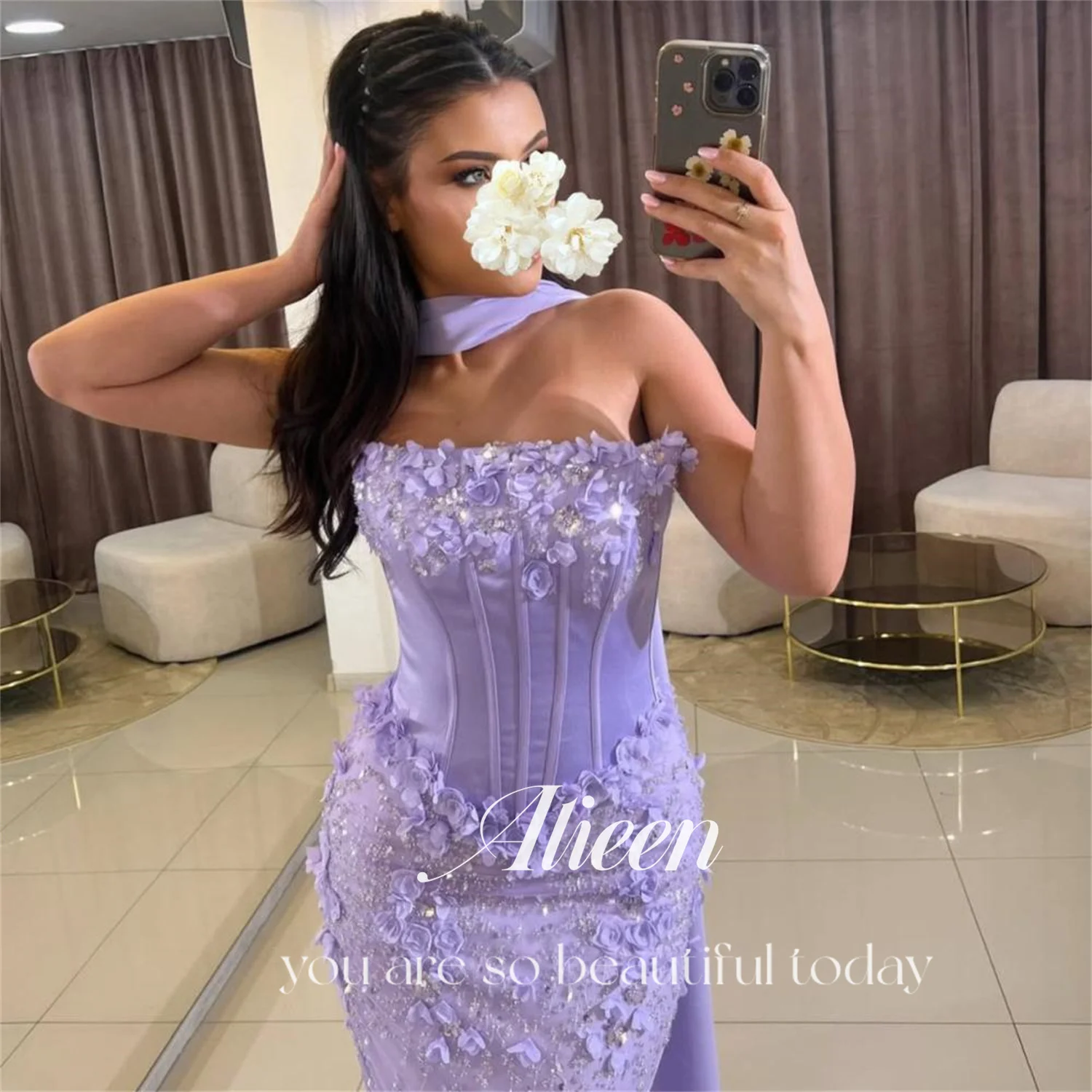 

Aileen Prom Dresses for Special Occasions Customized Elegant Party Dresses 2025 3D Flowers Women's Evening Dress Purple Mermaid